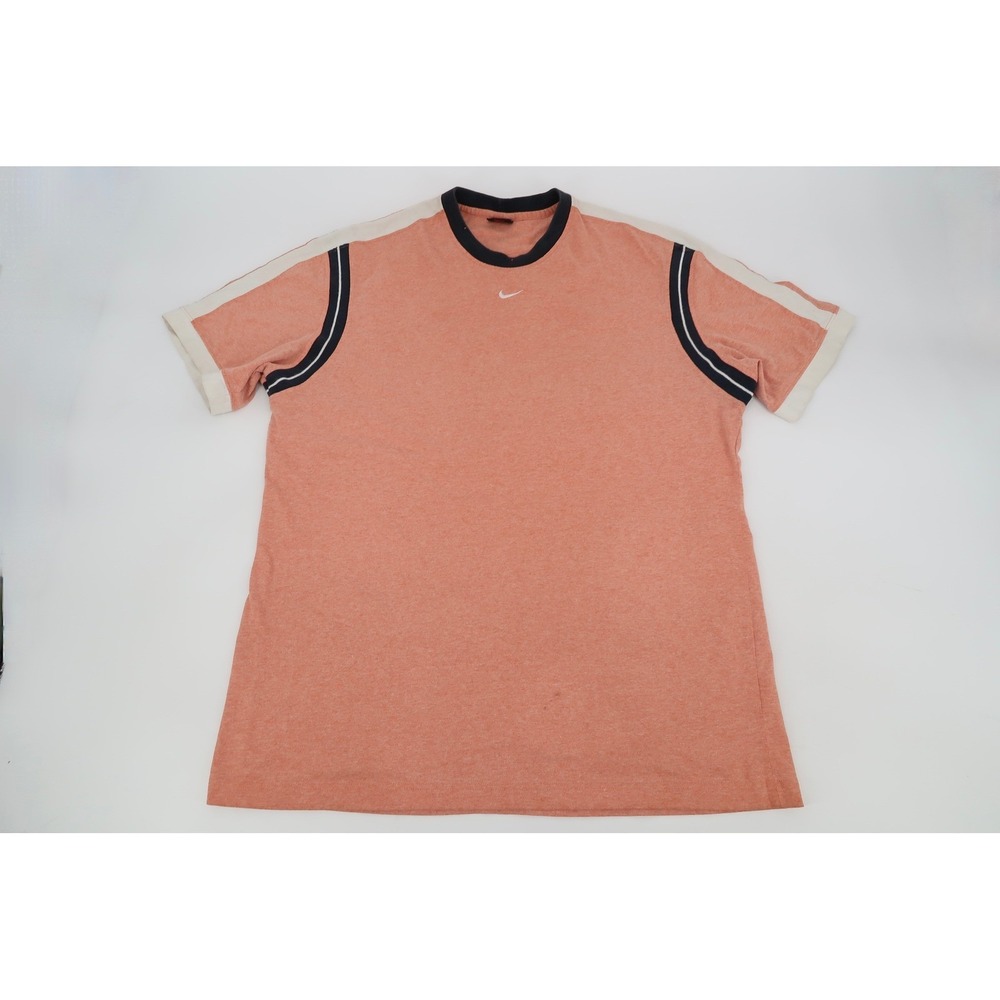Vintage Nike Shirt Mens Large Orange Athletic Center Swoosh 90s Y2K Baggy